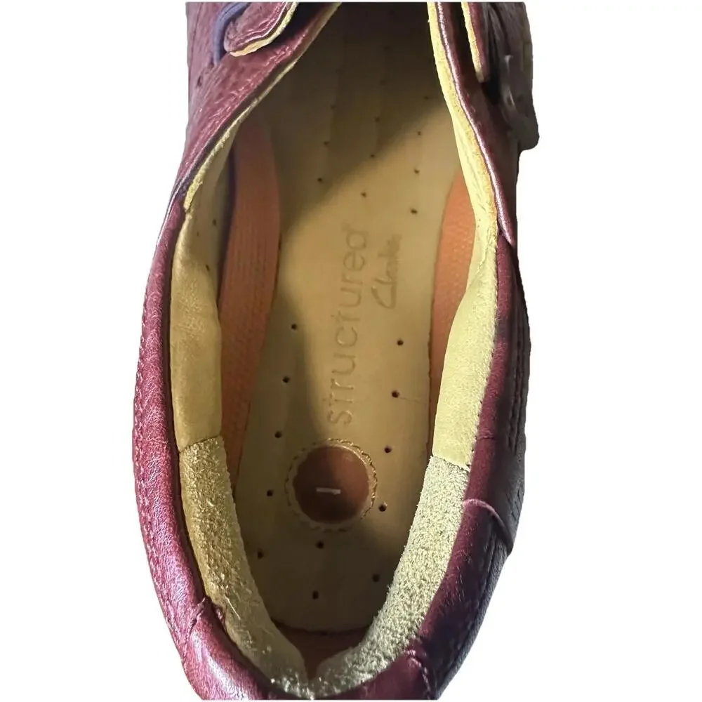 Clarks Unstructured UnLoop Red  Leather Slip On Lagenlook Comfort Sz 7.5 Womens - Picture 4 of 8